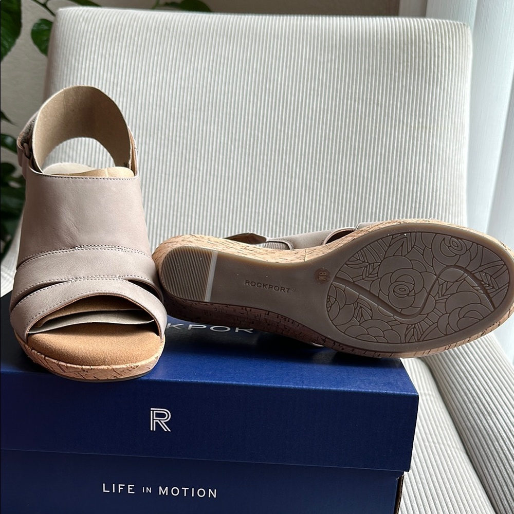 Rockport Briah Sling Women's Tan Wedge Sandals Simply Taupe Nubuck, Size: 8, 9.5 - Picture 3 of 8